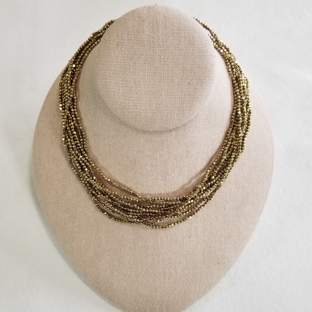 Zad Brass Multi Strand Seed Bead Necklace